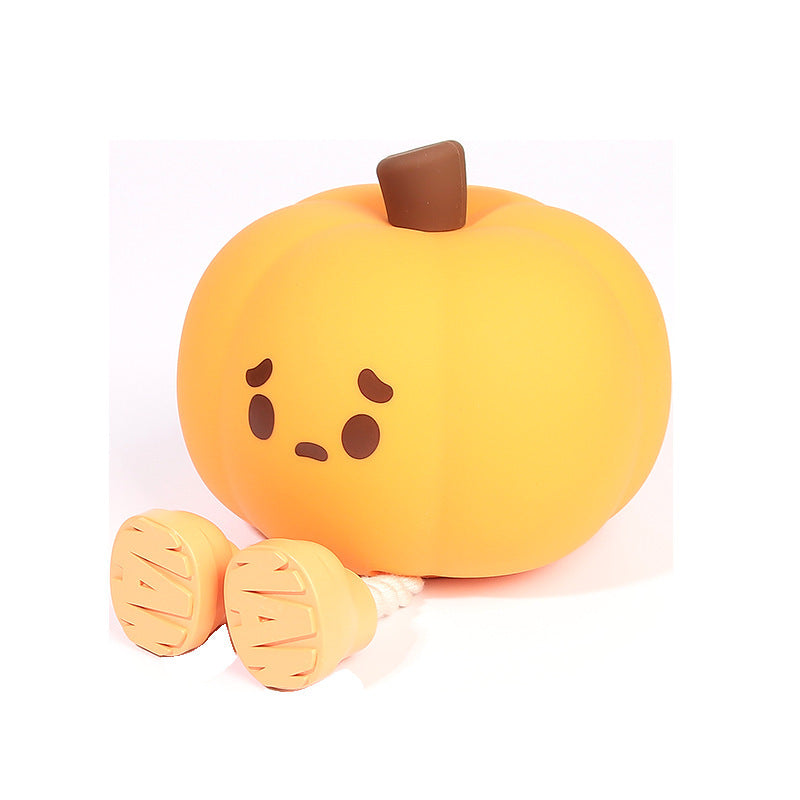 Cute Pumpkin Silicone Night Light – BPA-Free, Dimmable & USB Rechargeable