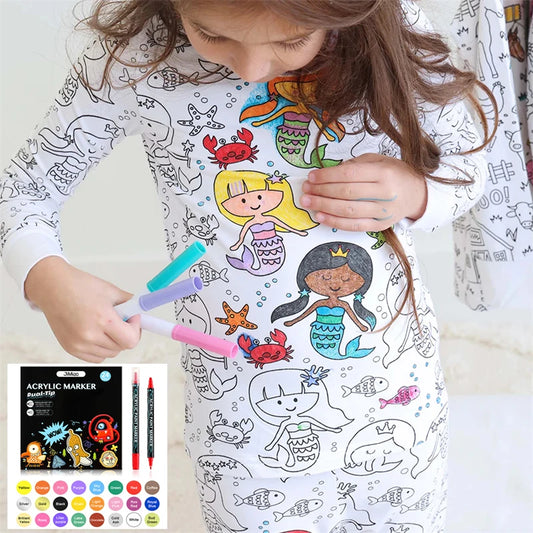 Kids Coloring Pajamas with Markers