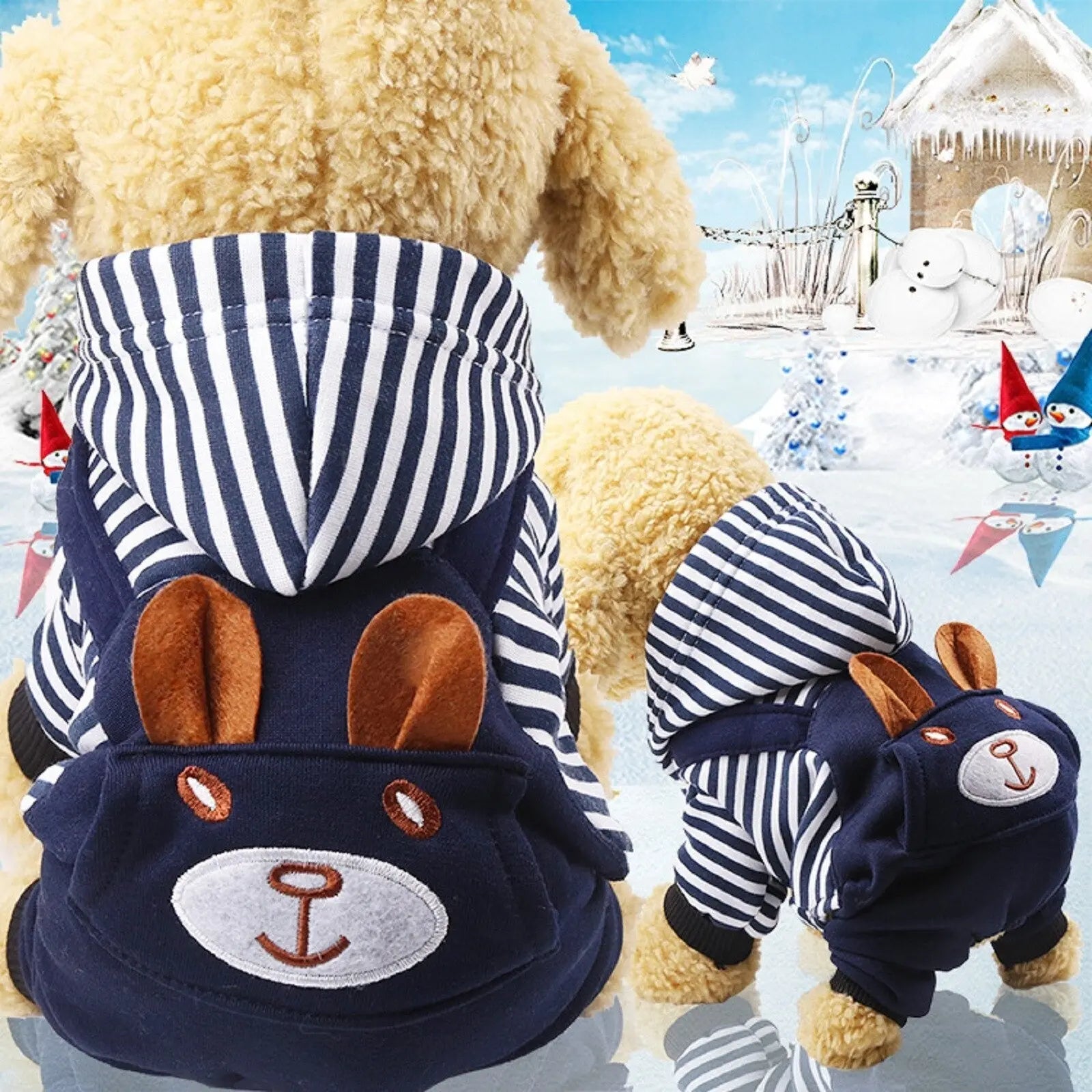 Hoodie Style Striped Dog Winter Clothes Pet Essentials-11