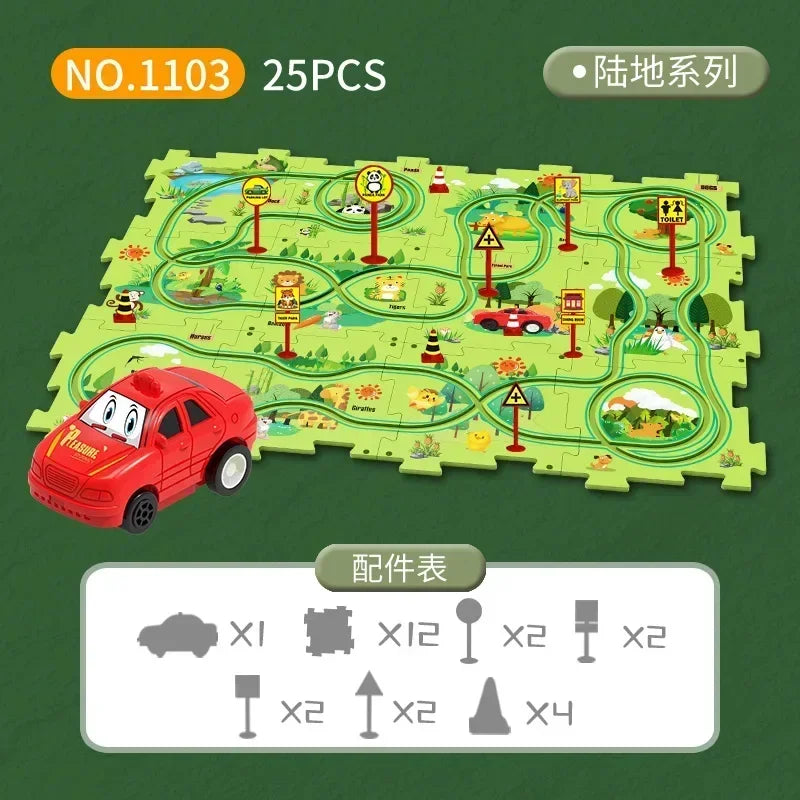 Children’s Educational Puzzle Track Car Play Set
