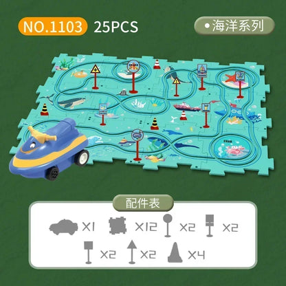 Children’s Educational Puzzle Track Car Play Set