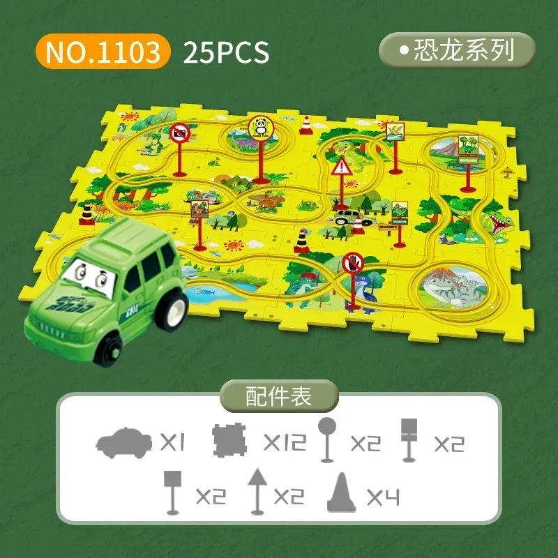 Children’s Educational Puzzle Track Car Play Set