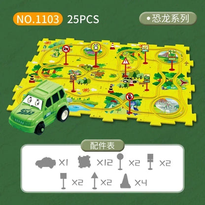 Children’s Educational Puzzle Track Car Play Set