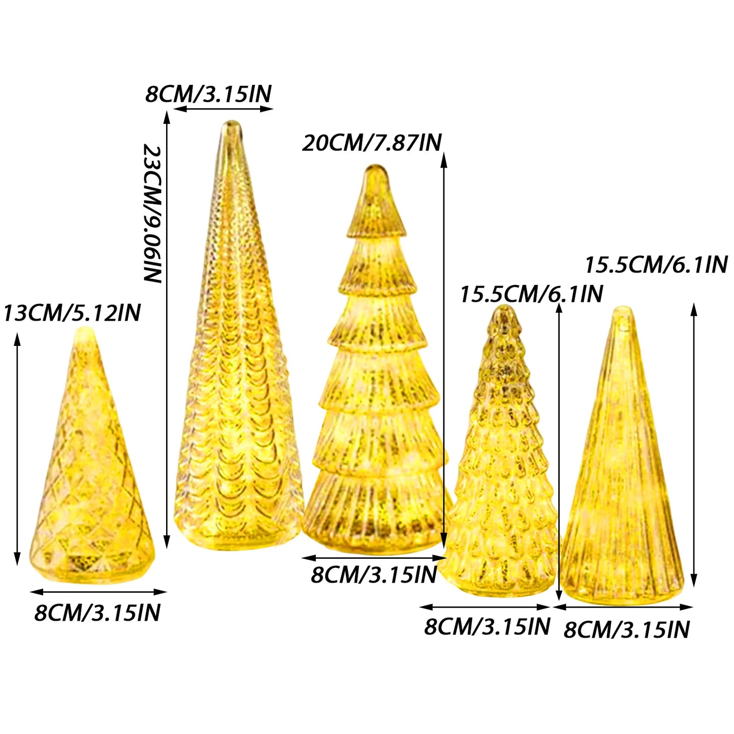 BFF Collection Set of 5 Illuminated Trees