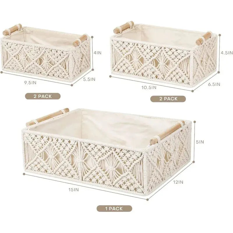 5 PCS Macrame Storage Baskets Shop Mart Local