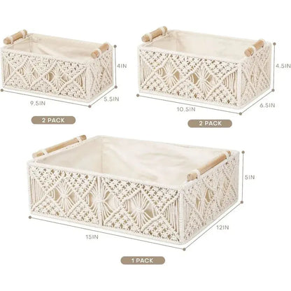 5 PCS Macrame Storage Baskets Shop Mart Local
